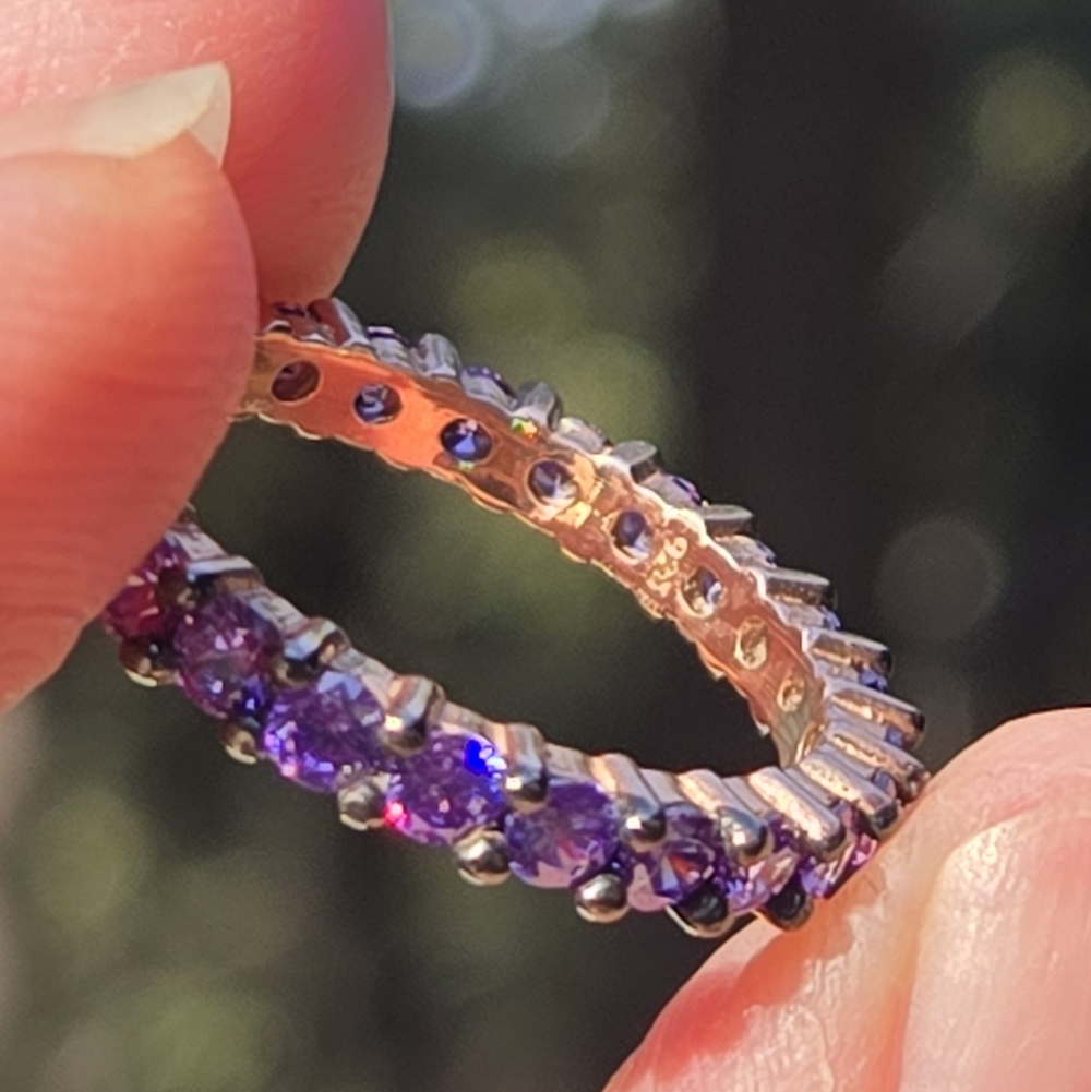 Amethyst sterling Rosegold & Rhodium ring Sz6.75 - Picture 7 of 7